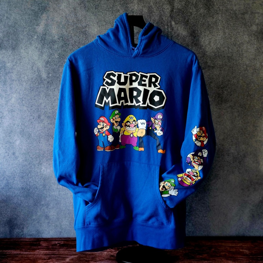 Ninetendo Super Mario Cotton-blend Hoodie Long-Sleeve Men's Unisex Large